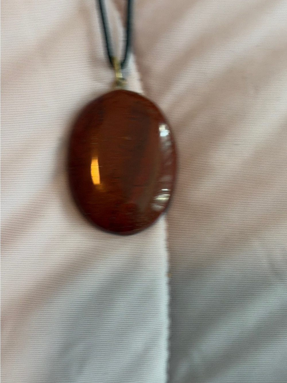 Brown Oval Stone Pendant Necklace - Unbranded